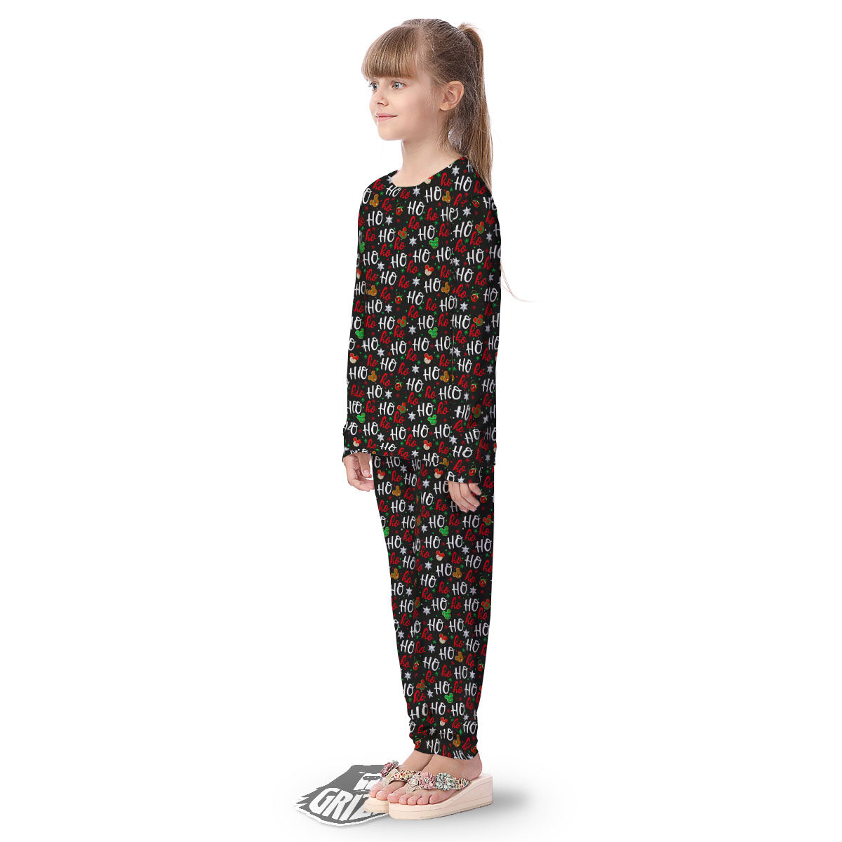 Ho Ho Ho Christmas Print Pattern Kid's Pajamas-grizzshop