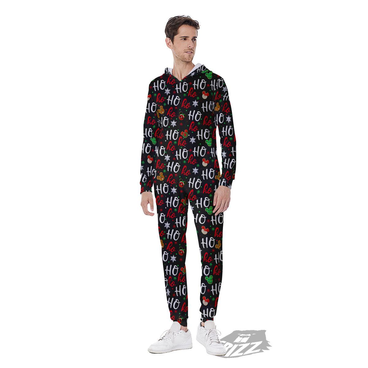 Ho Ho Ho Christmas Print Pattern Men's Jumpsuit-grizzshop