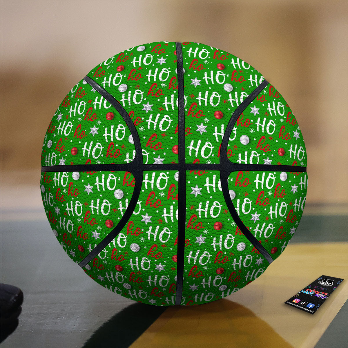 Ho Ho Christmas Santa Print Pattern Basketball