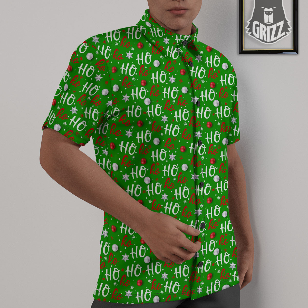 Ho Ho Christmas Santa Print Pattern Untucked Shirts-grizzshop