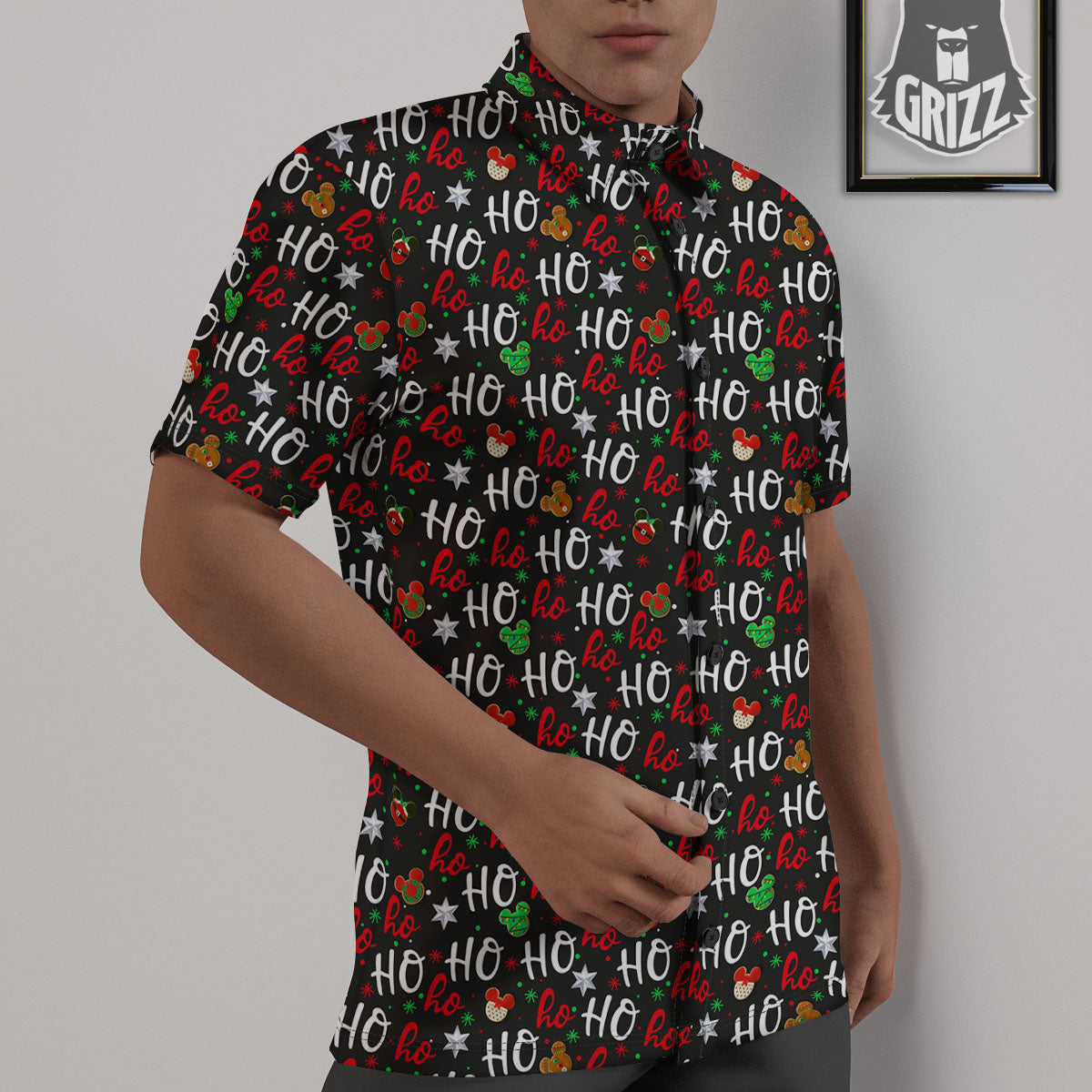 Ho Ho Ho Christmas Print Pattern Untucked Shirts-grizzshop