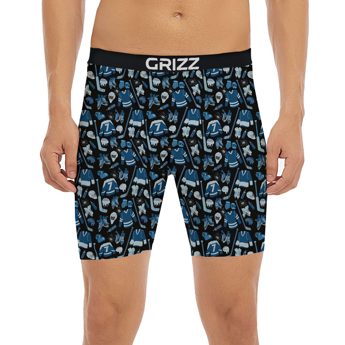 Hockey Equipment Print Pattern Boxer Briefs-grizzshop