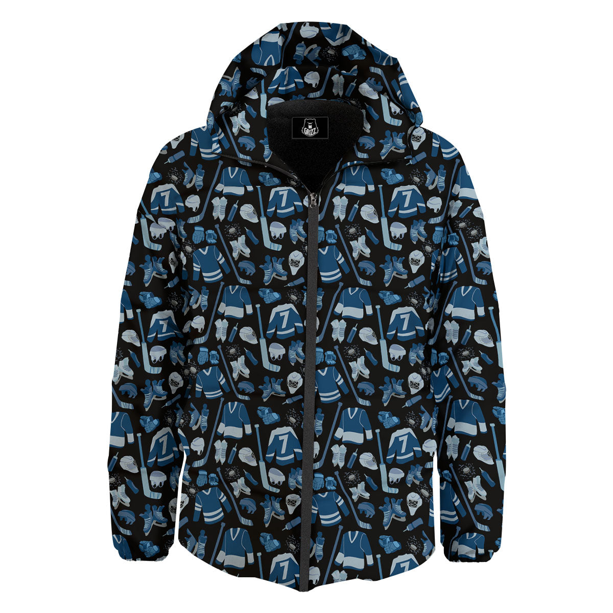 Hockey Equipment Print Pattern Down Jacket-grizzshop