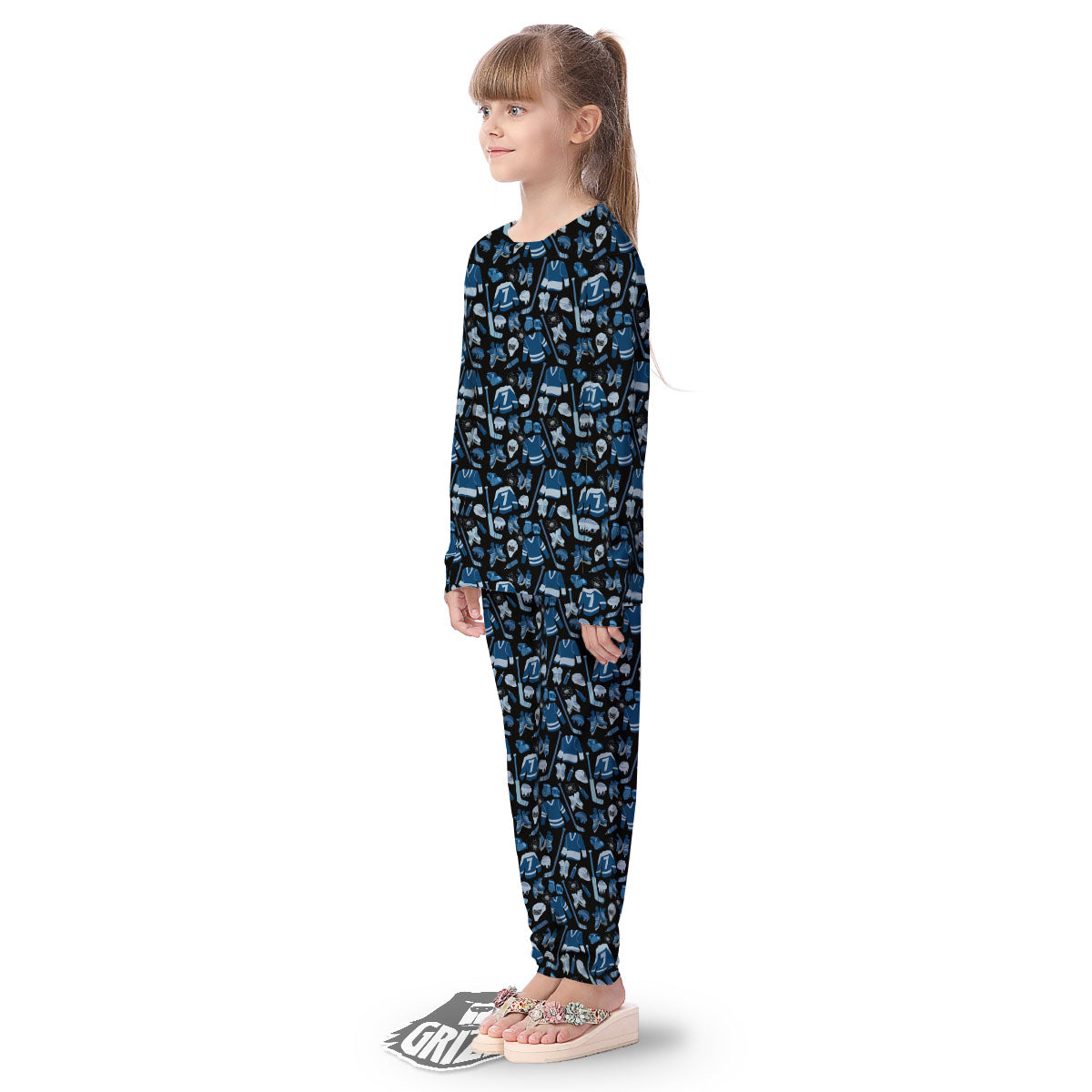 Hockey Equipment Print Pattern Kid's Pajamas-grizzshop