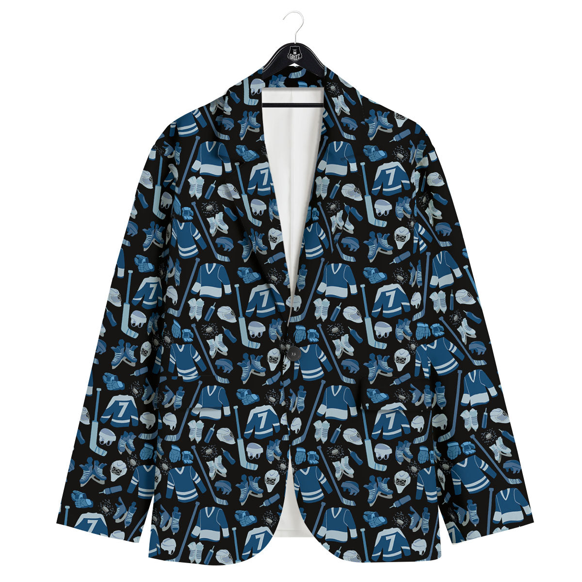 Hockey Equipment Print Pattern Men's Sport Coat-grizzshop