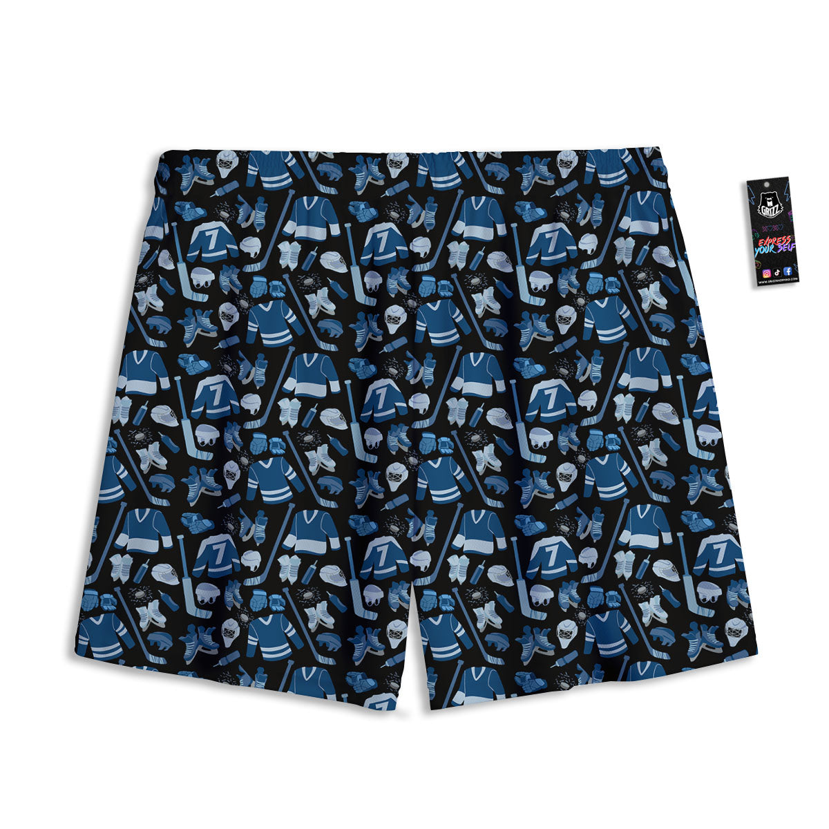 Hockey Equipment Print Pattern Mesh Shorts