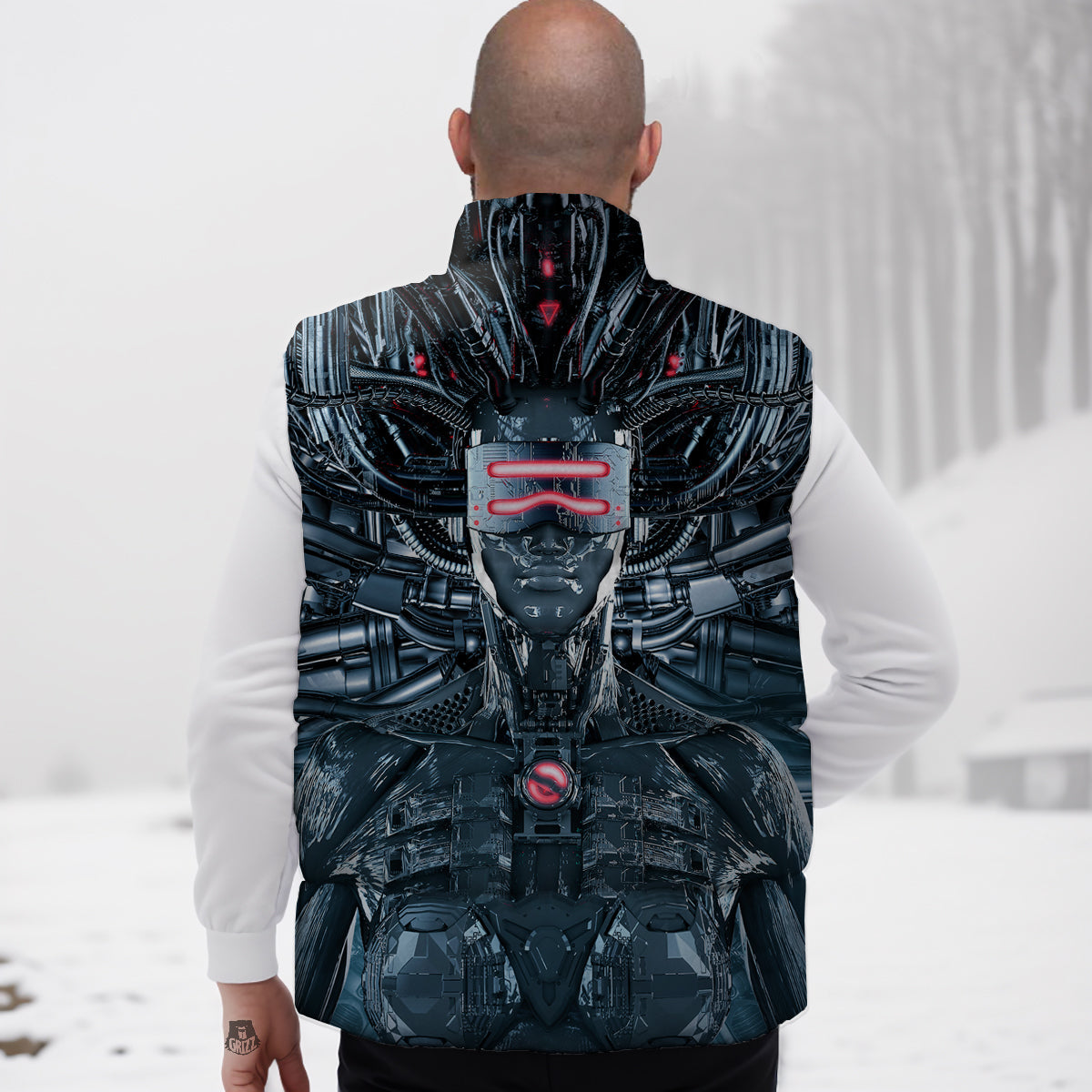 Hockey Pattern Print Down Vest