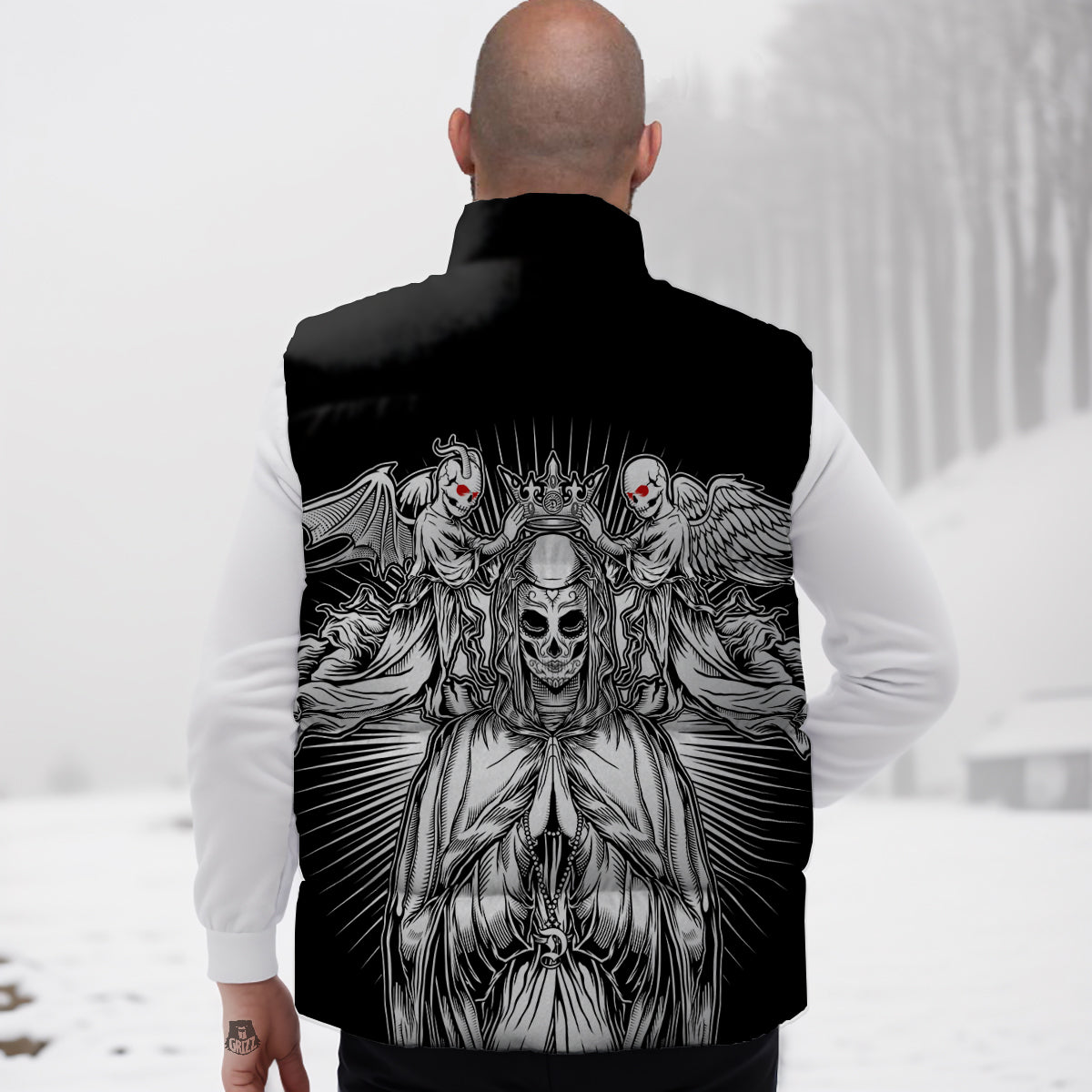 Hockey Print Pattern Down Vest
