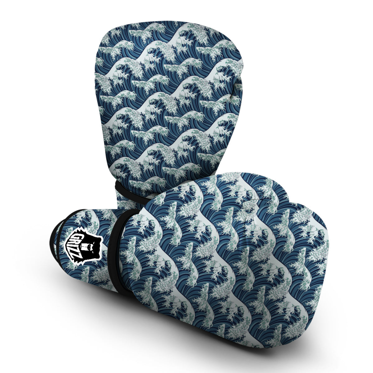 Hokusai Wave Print Pattern Boxing Gloves-grizzshop