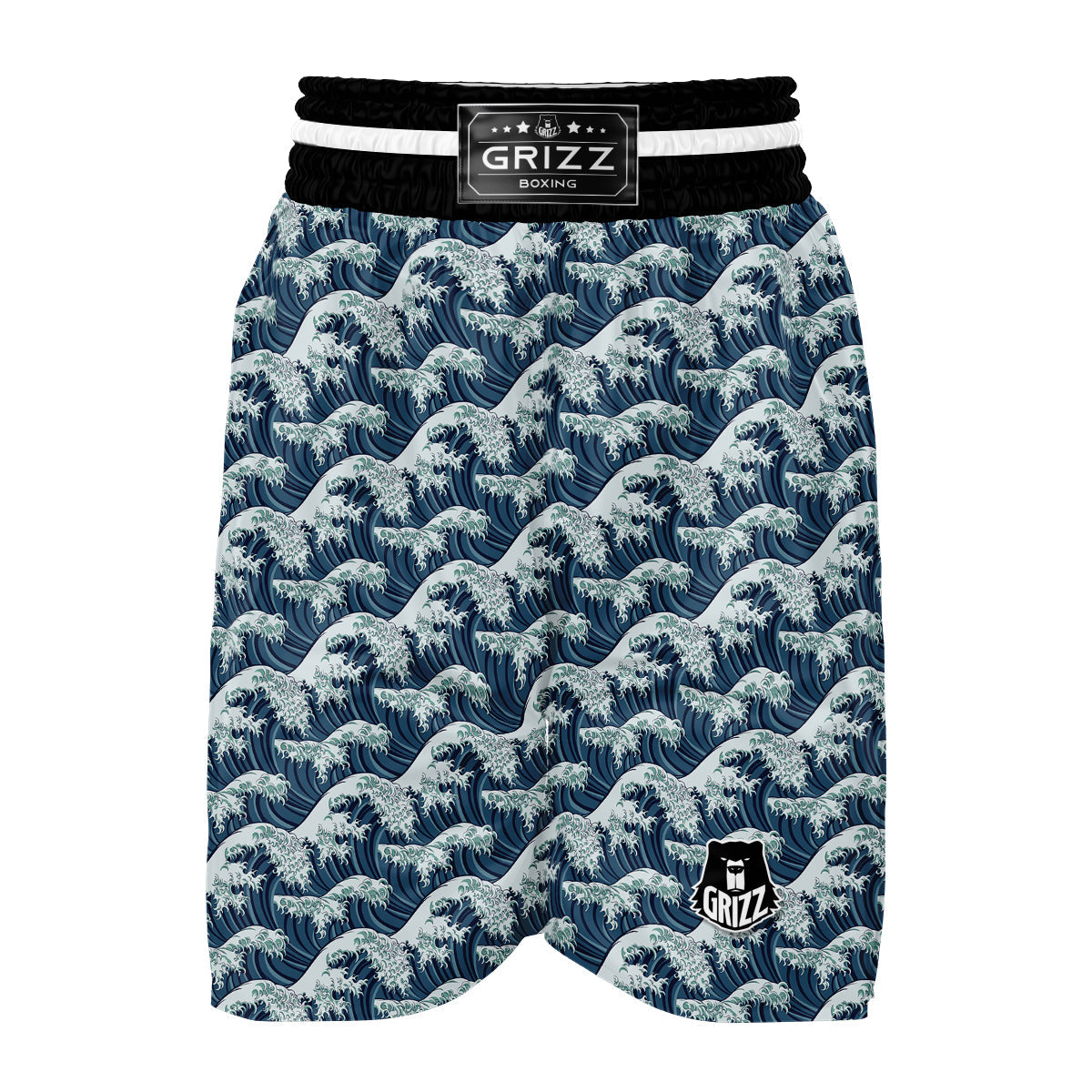 Hokusai Wave Print Pattern Boxing Shorts-grizzshop