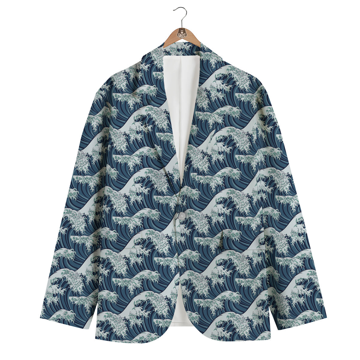 Hokusai Wave Print Pattern Men's Blazer-grizzshop