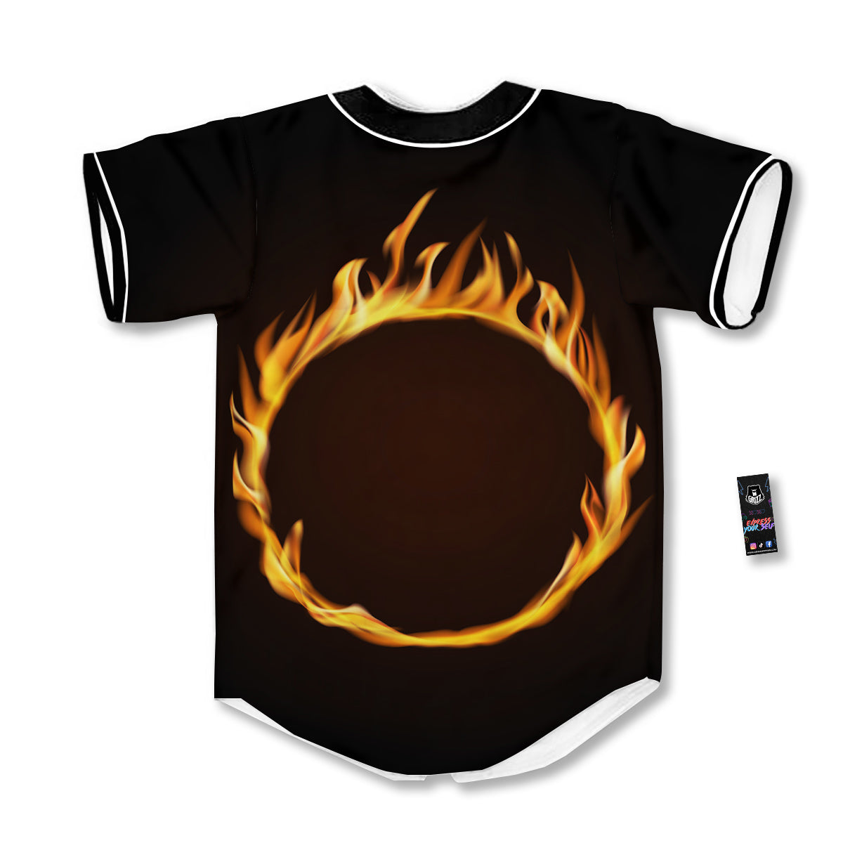 Hole Burning Print Baseball Jersey-grizzshop