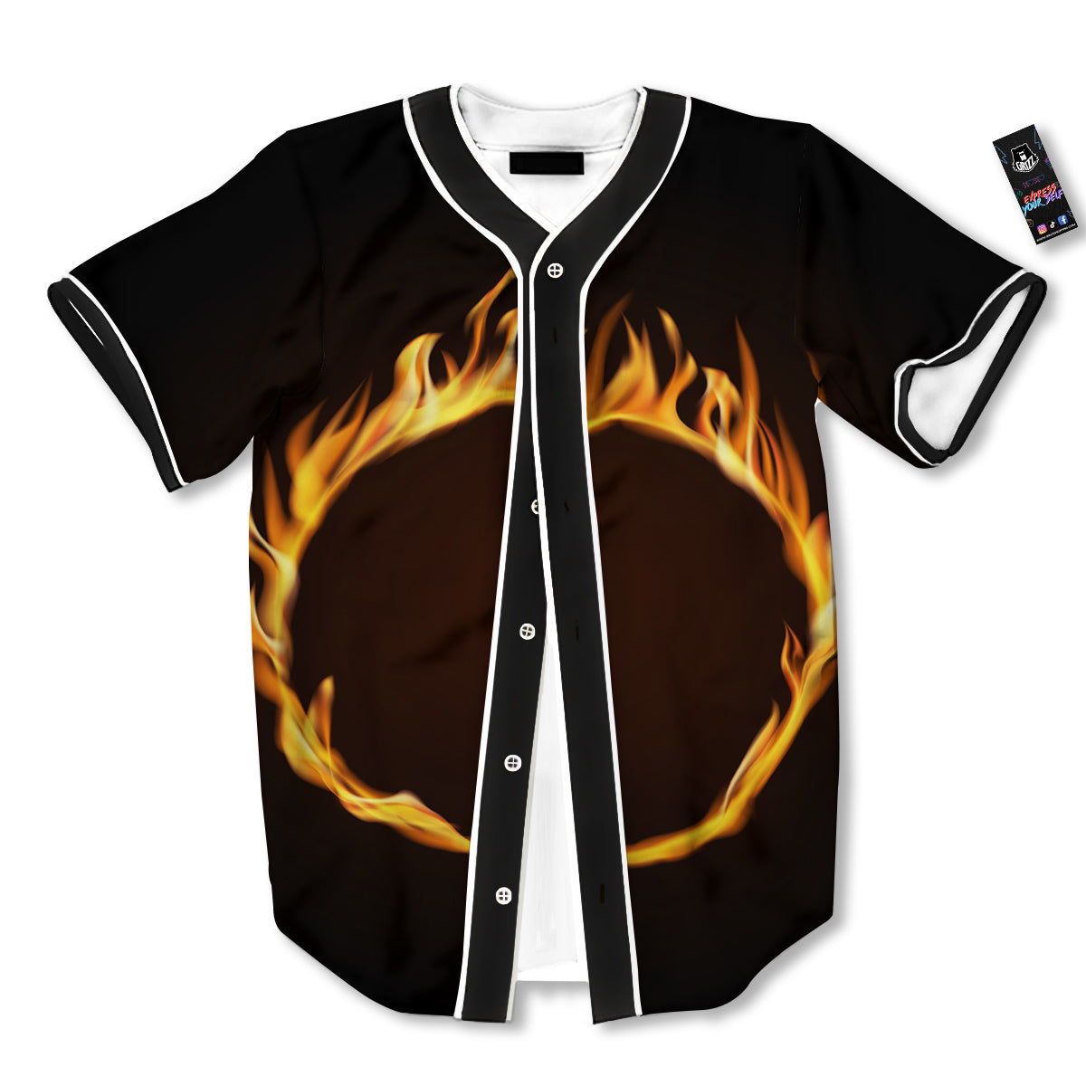 Hole Burning Print Baseball Jersey-grizzshop