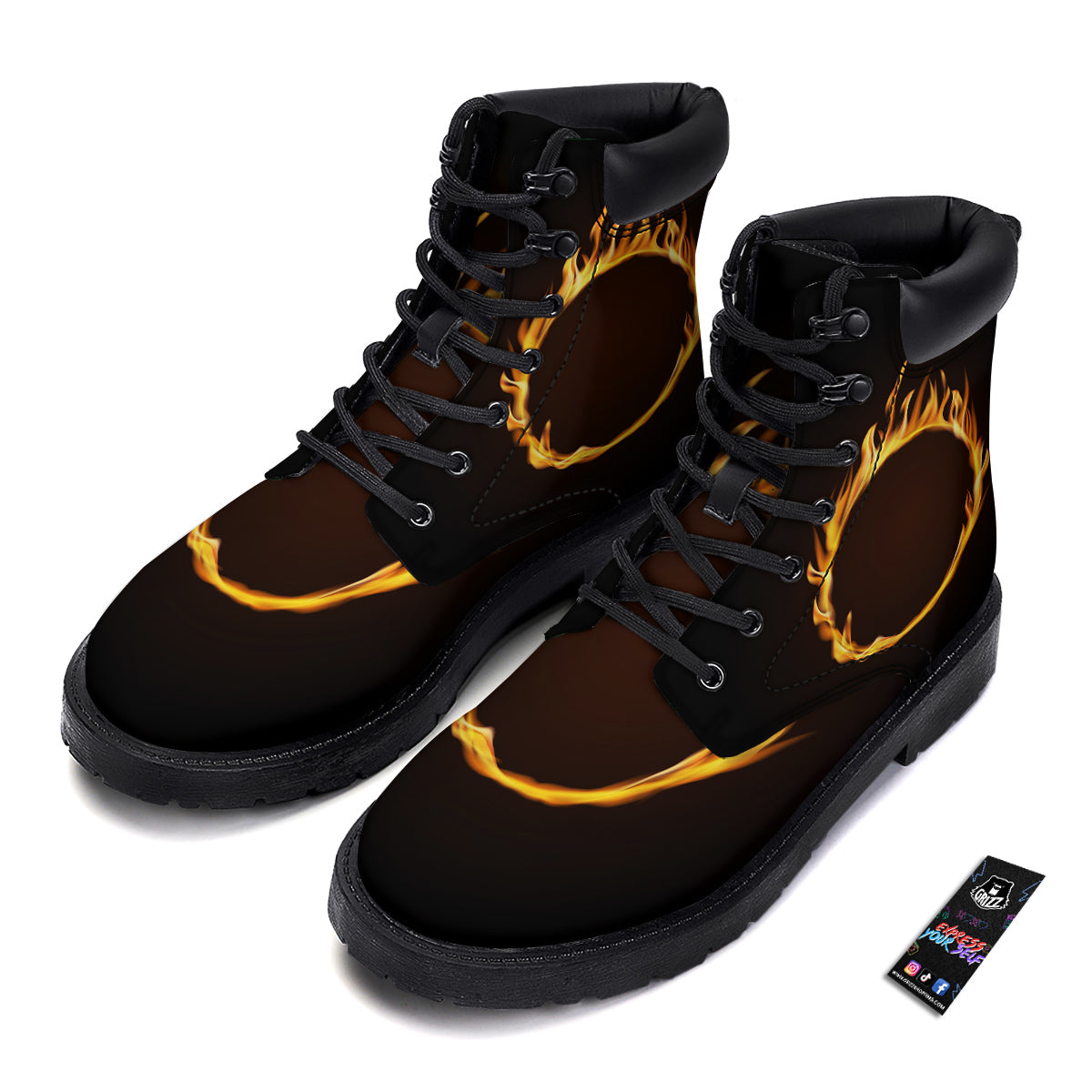 Hole Burning Print Boots-grizzshop