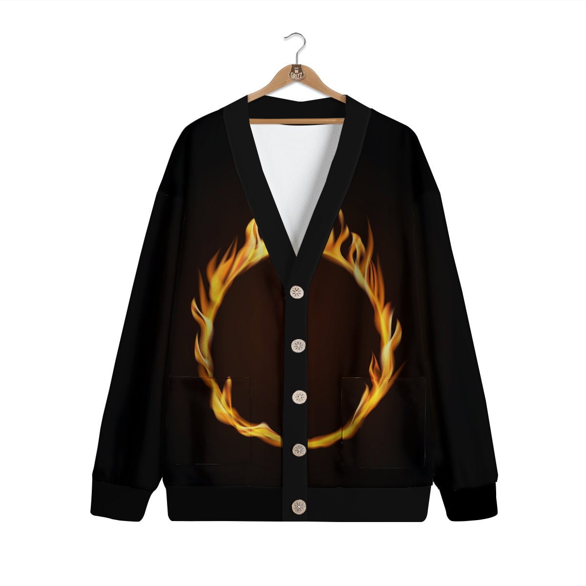 Hole Burning Print Cardigan-grizzshop