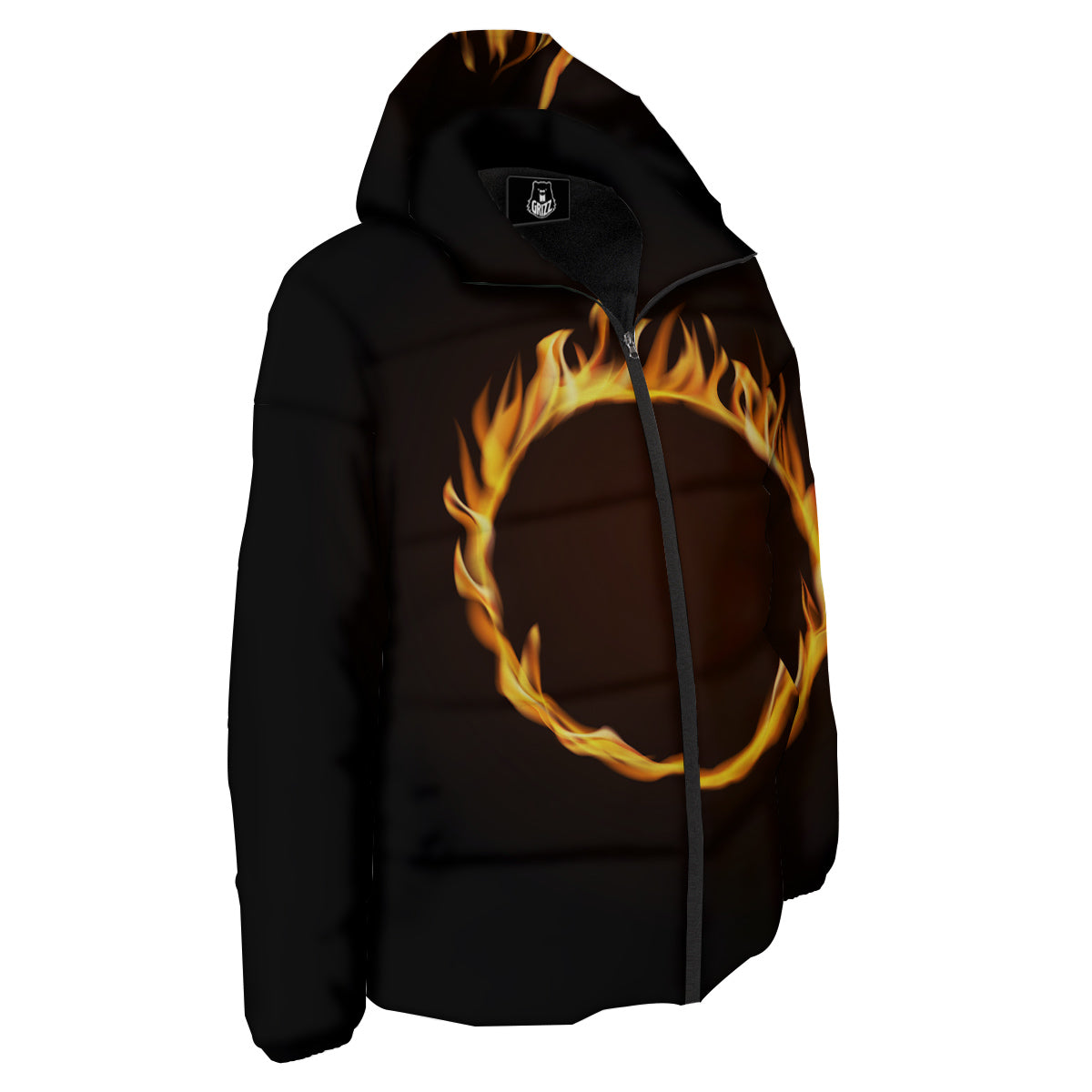 Hole Burning Print Down Jacket-grizzshop