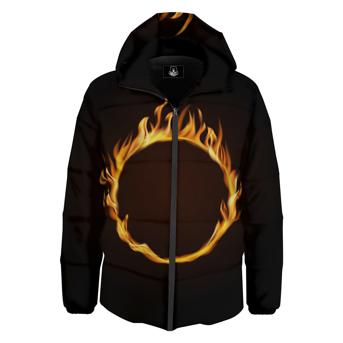 Hole Burning Print Down Jacket-grizzshop