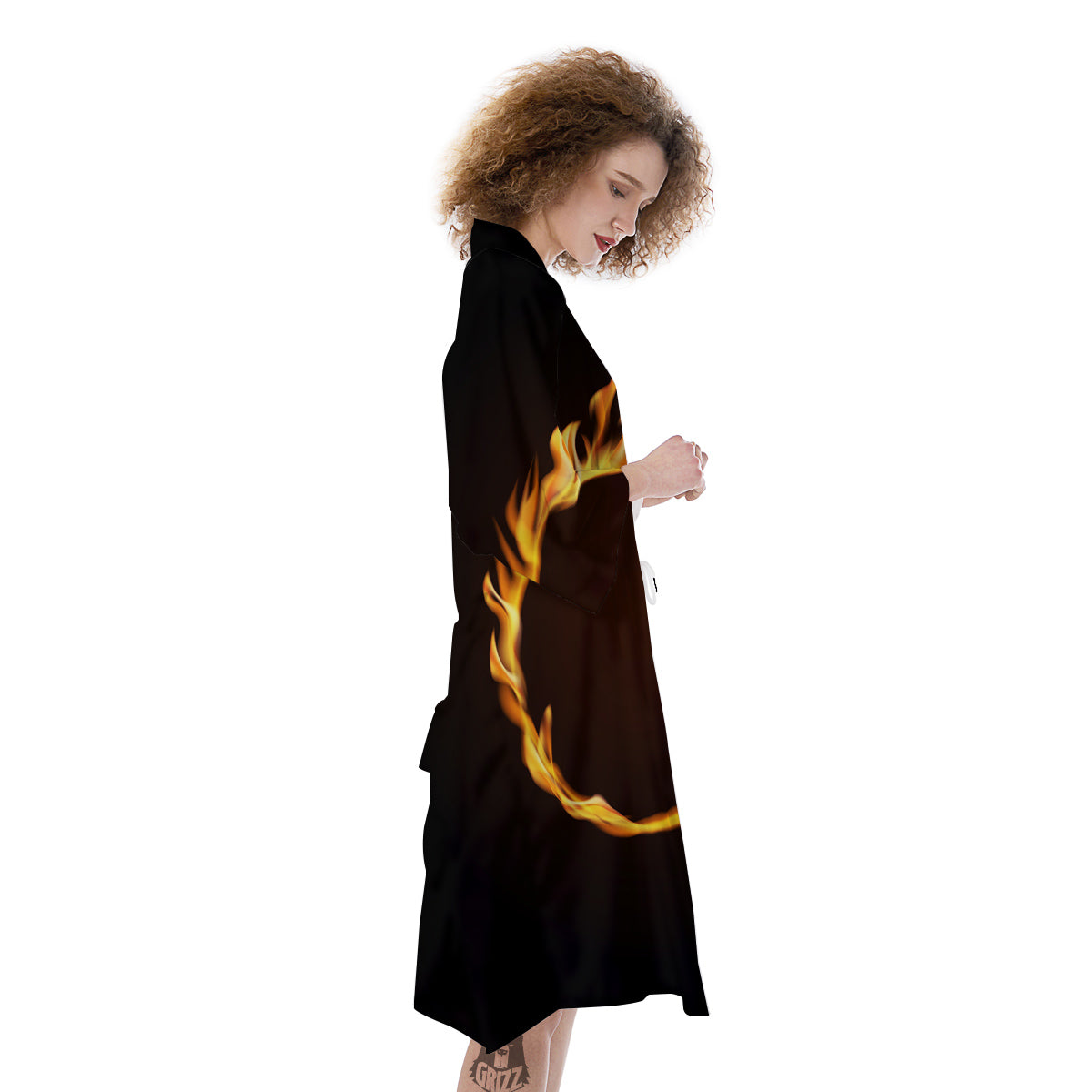 Hole Burning Print Kimono-grizzshop