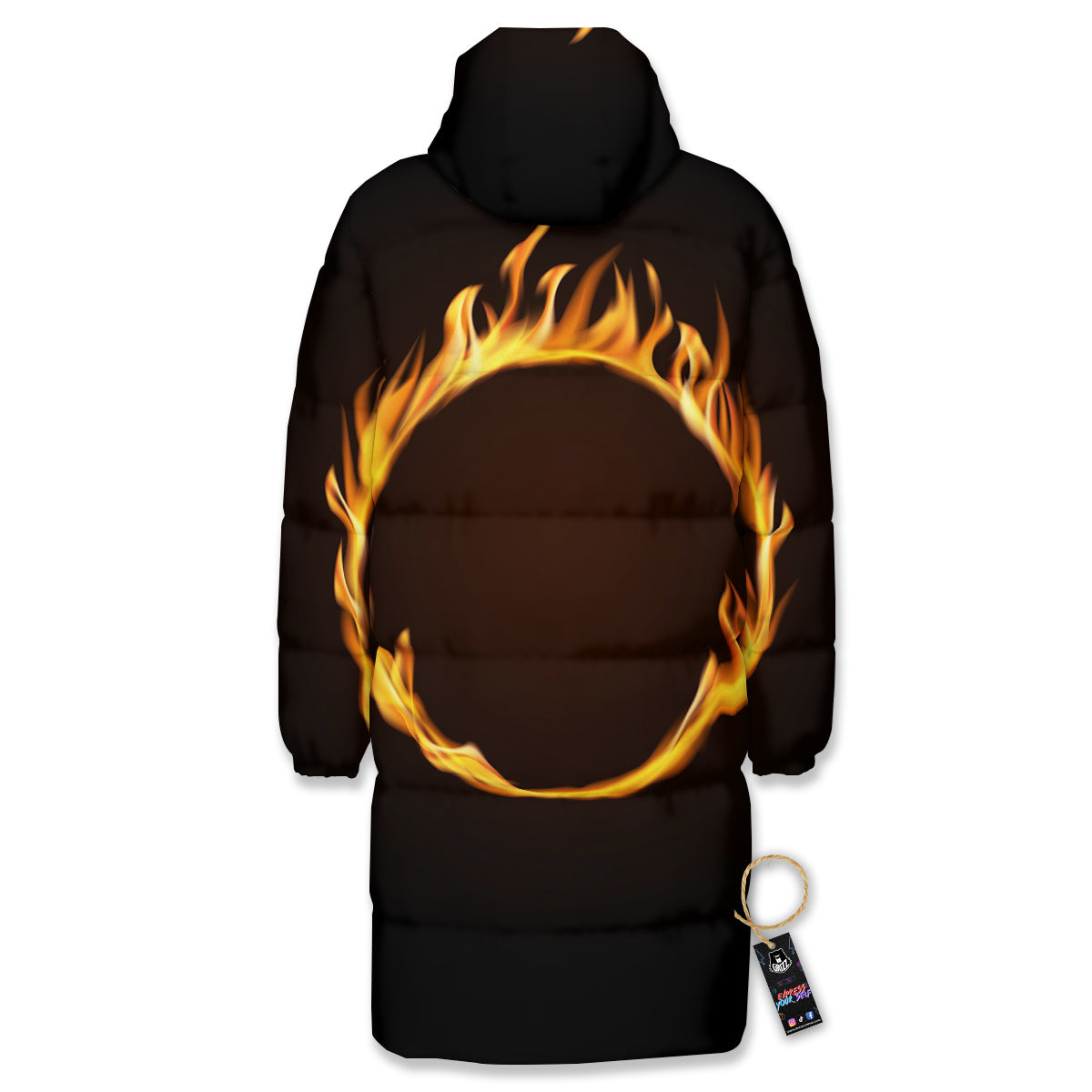 Hole Burning Print Long Down Jacket-grizzshop