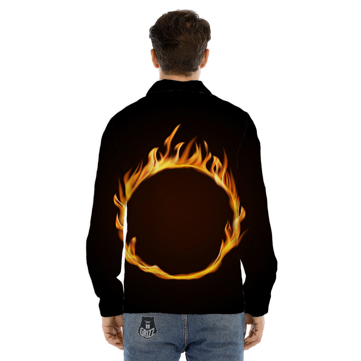 Hole Burning Print Men's Dress Shirts-grizzshop