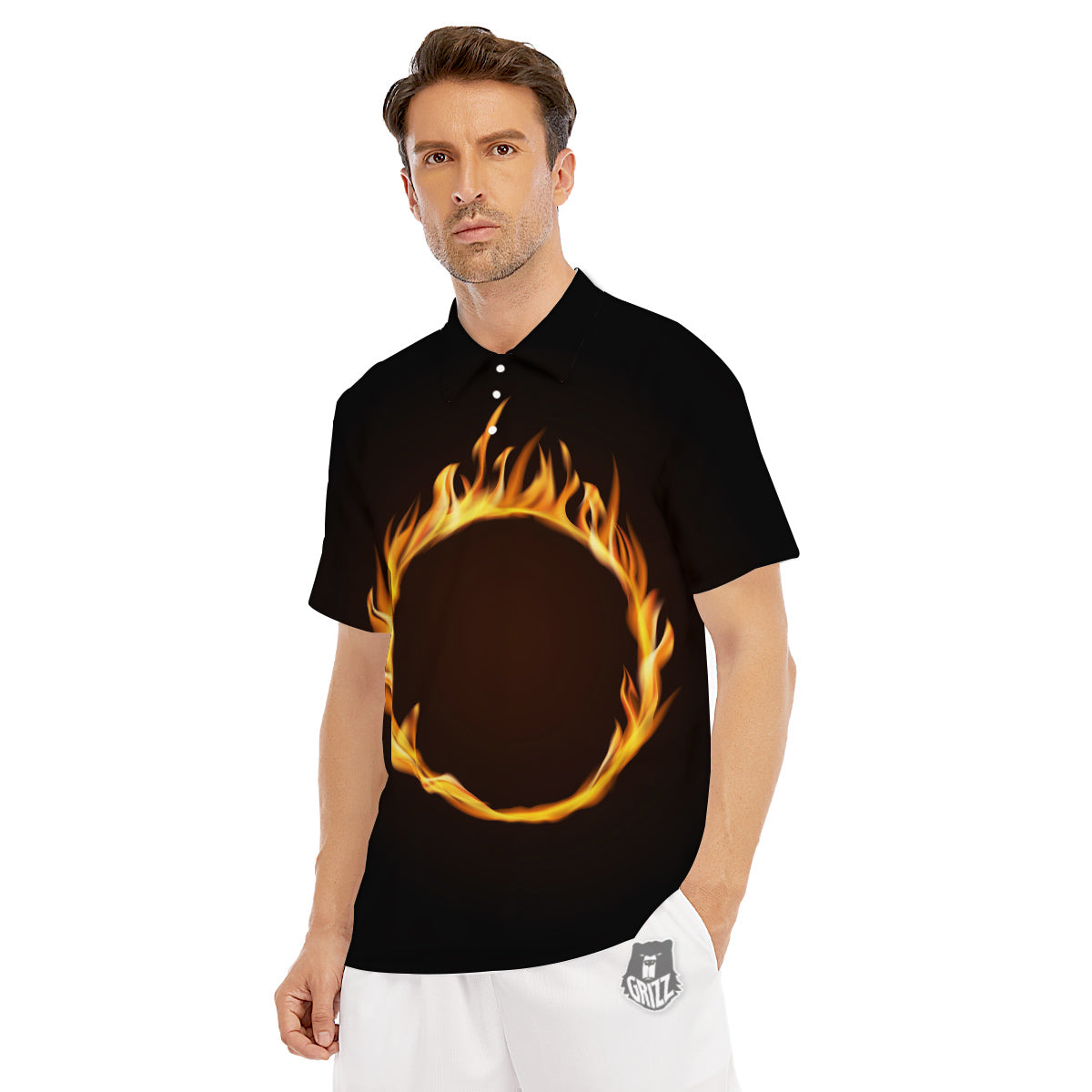 Hole Burning Print Men's Golf Shirts-grizzshop