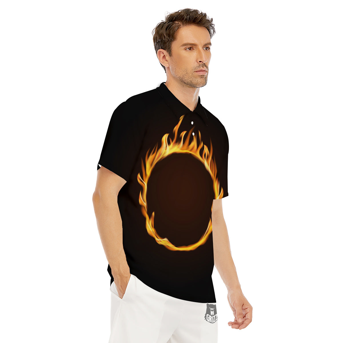 Hole Burning Print Men's Golf Shirts-grizzshop