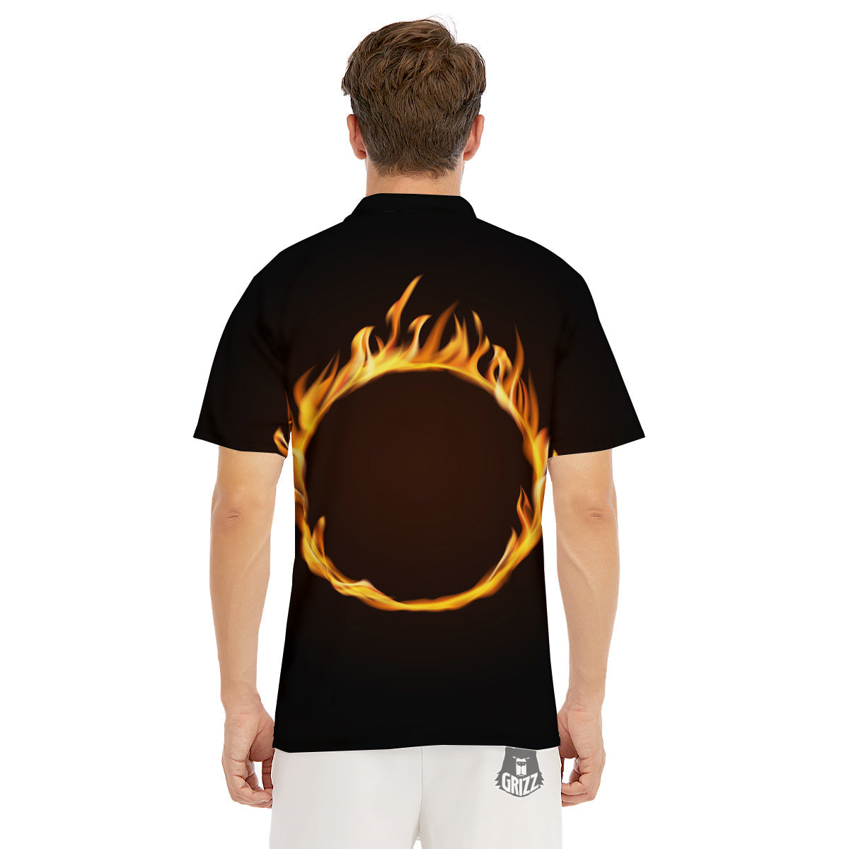 Hole Burning Print Men's Golf Shirts-grizzshop