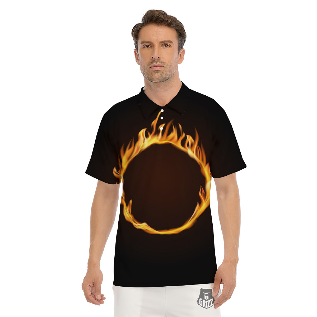 Hole Burning Print Men's Golf Shirts-grizzshop