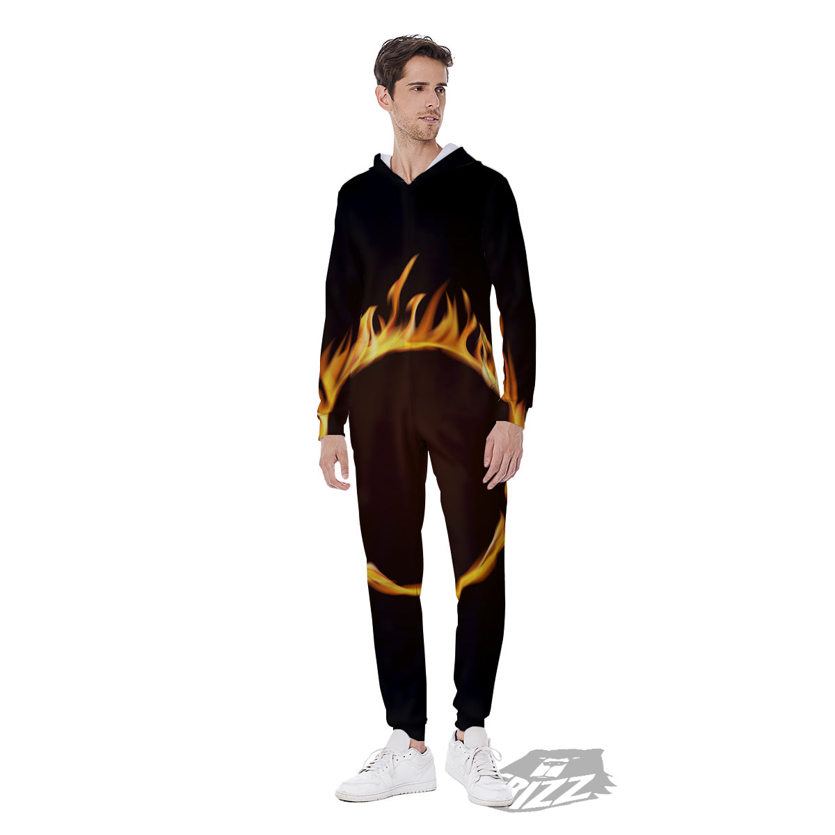 Hole Burning Print Men's Jumpsuit-grizzshop