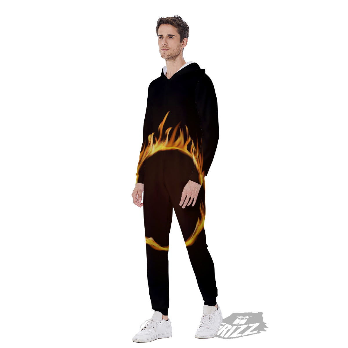 Hole Burning Print Men's Jumpsuit-grizzshop