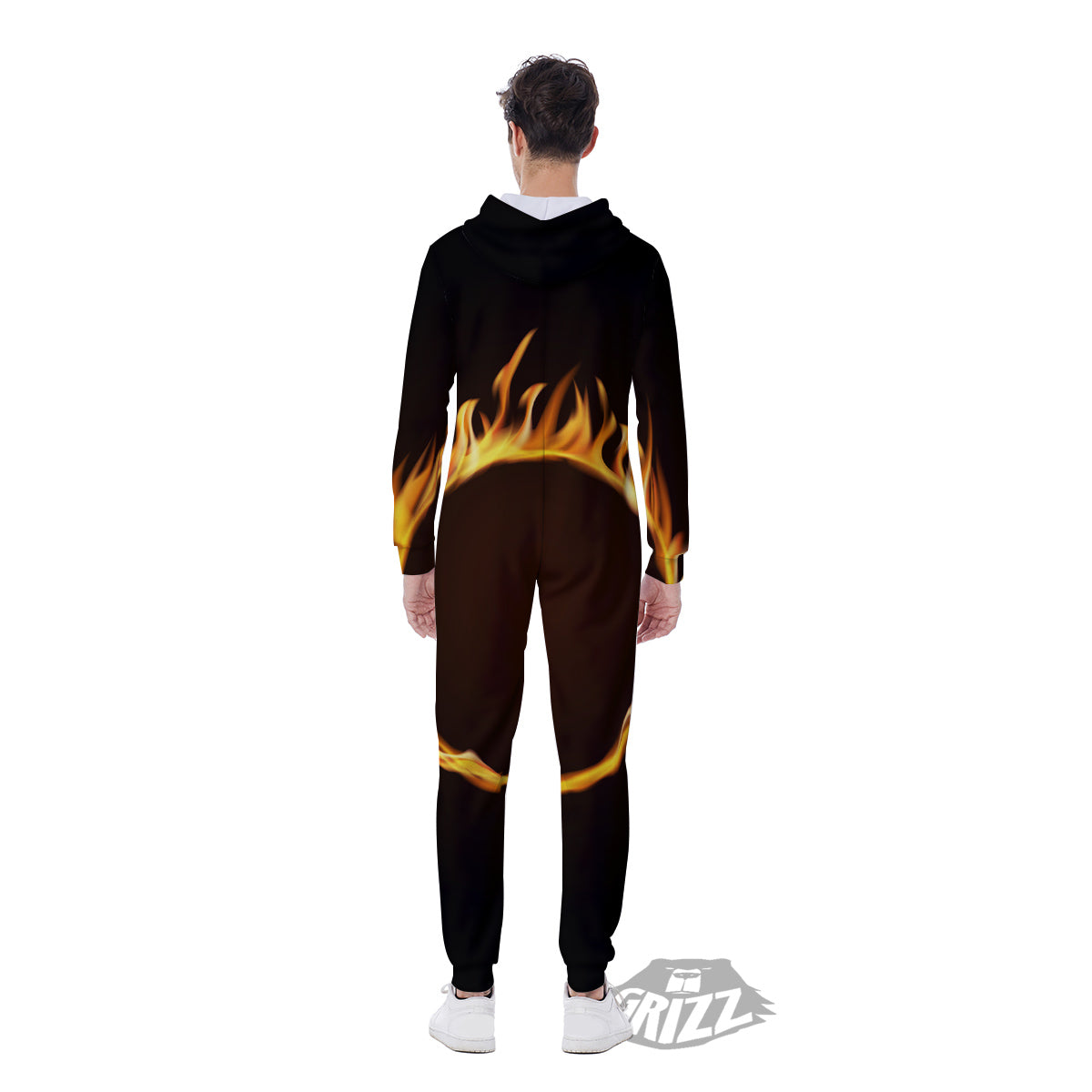 Hole Burning Print Men's Jumpsuit-grizzshop