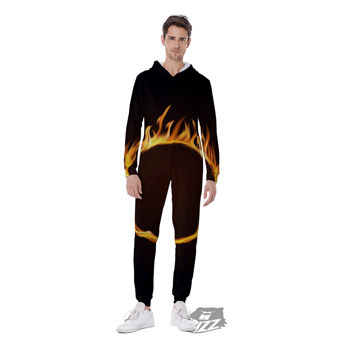 Hole Burning Print Men's Jumpsuit-grizzshop