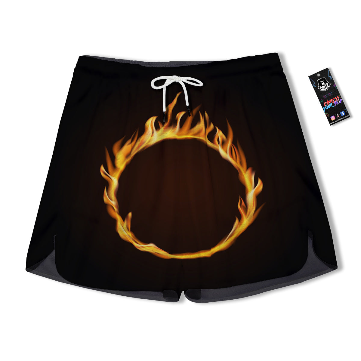 Hole Burning Print Men's Running Shorts-grizzshop