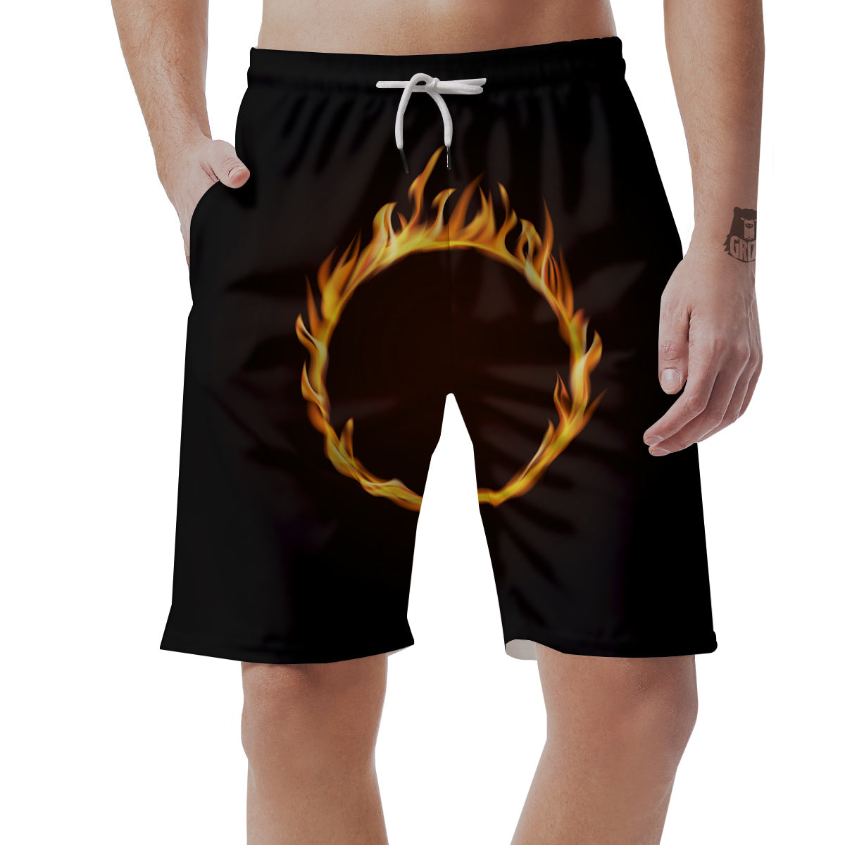 Hole Burning Print Men's Shorts-grizzshop