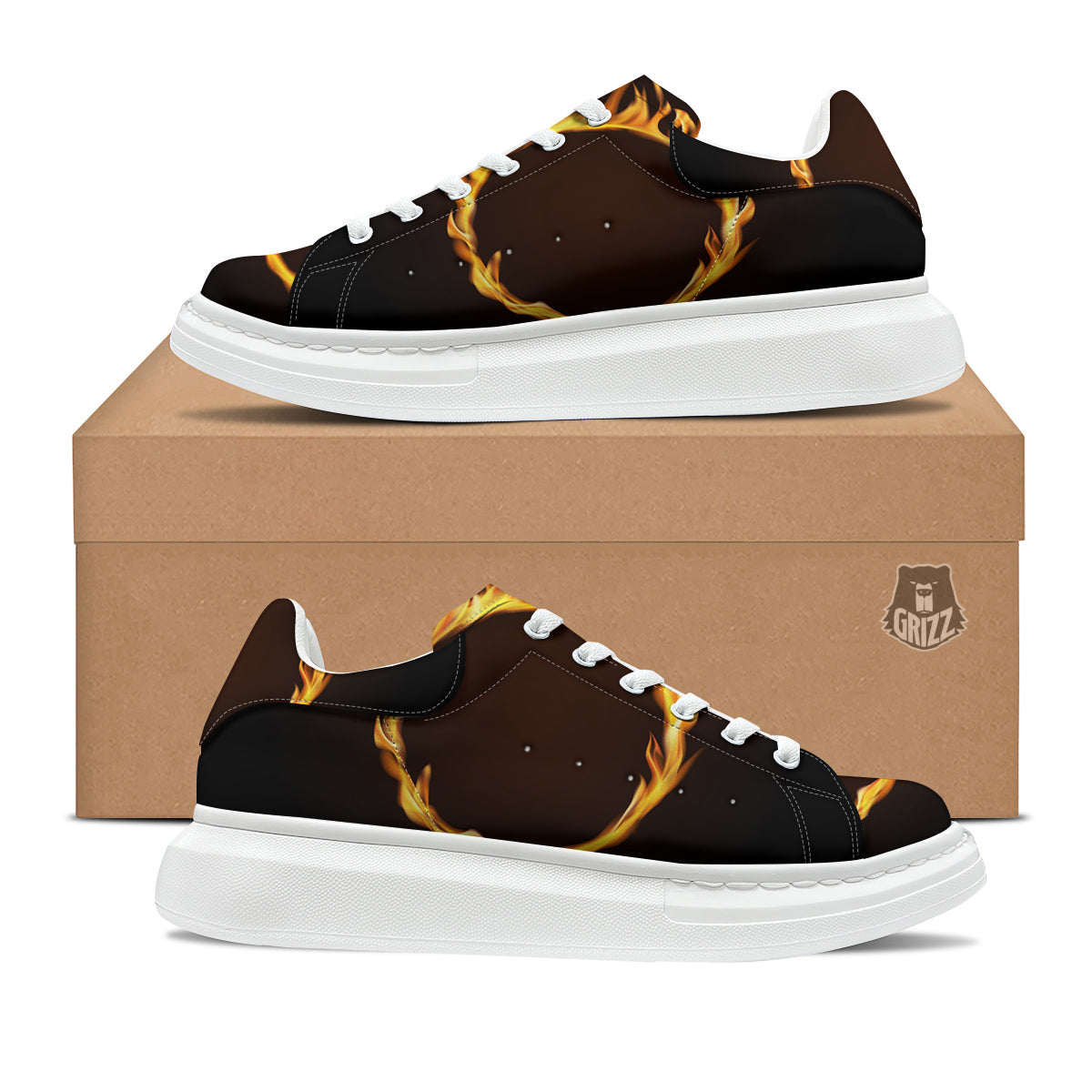 Hole Burning Print Platform Shoes-grizzshop