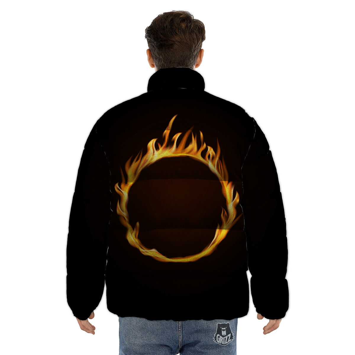Hole Burning Print Puffer Jacket-grizzshop