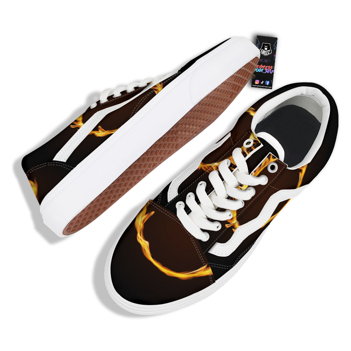 Hole Burning Print Skate Shoes-grizzshop