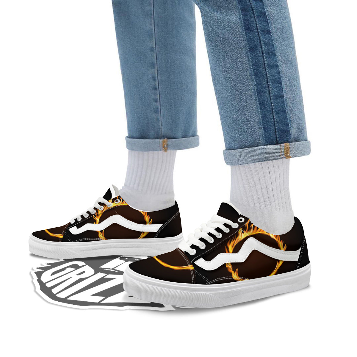 Hole Burning Print Skate Shoes-grizzshop