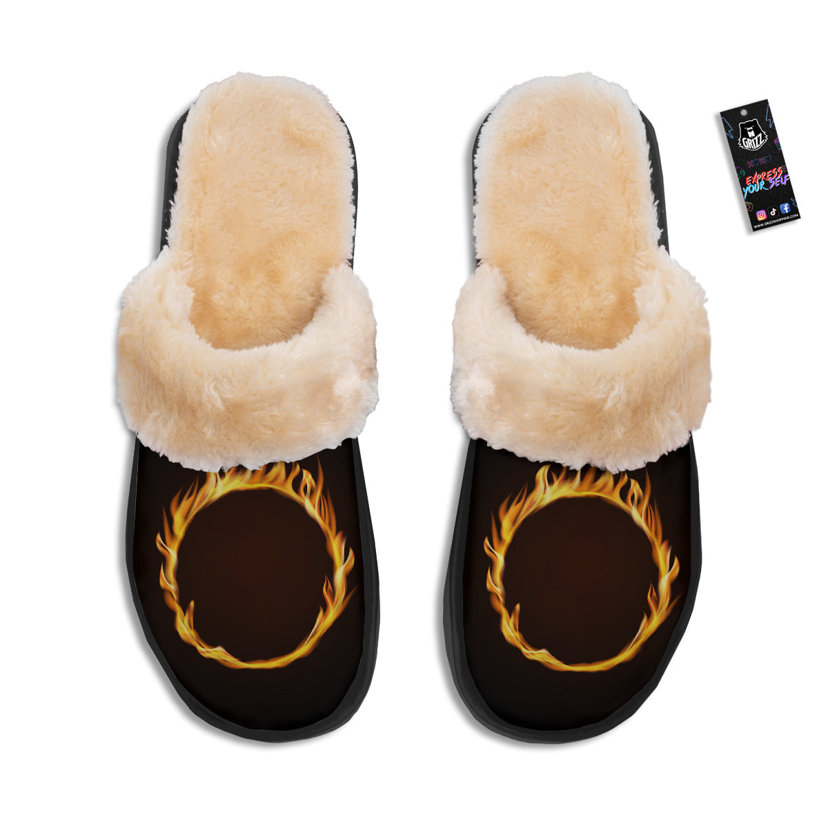 Hole Burning Print Slippers-grizzshop