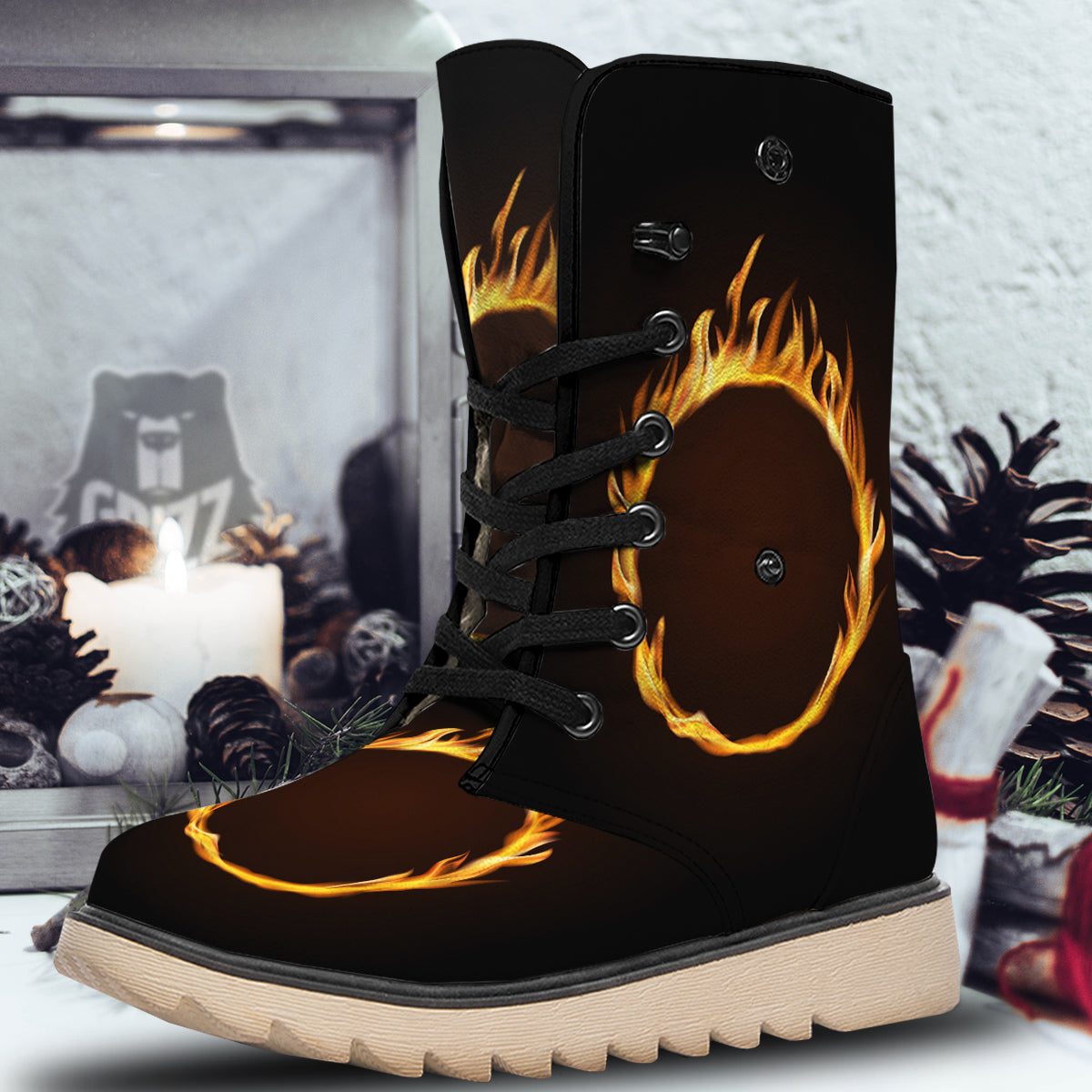 Hole Burning Print Snow Boots-grizzshop