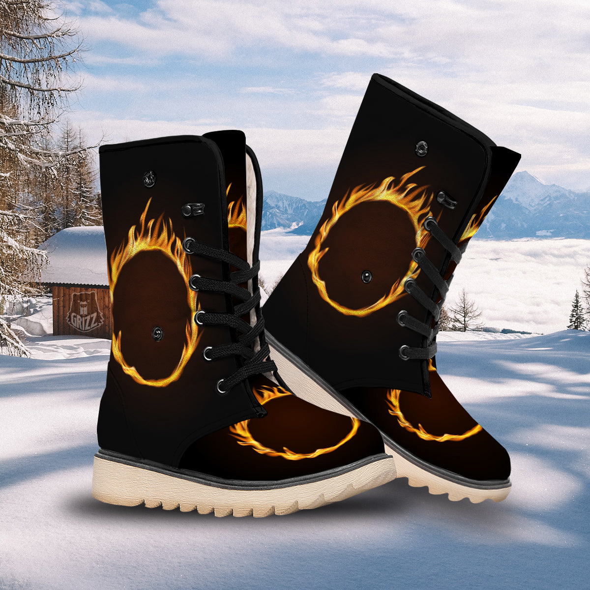 Hole Burning Print Snow Boots-grizzshop