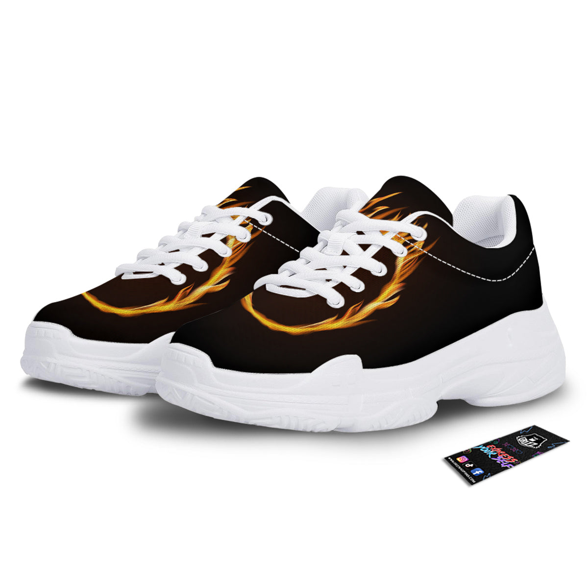 Hole Burning Print White Chunky Shoes-grizzshop