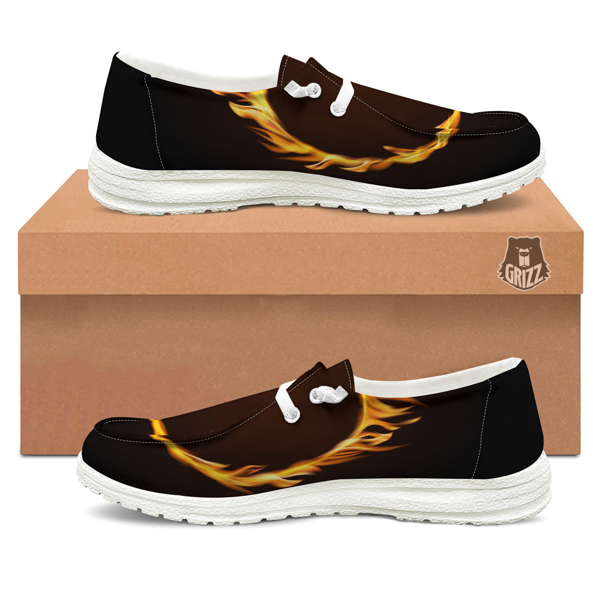 Hole Burning Print White Loafers-grizzshop