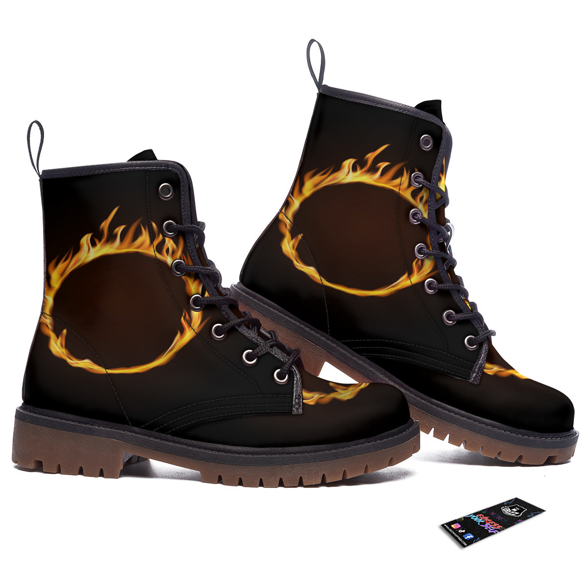Hole Burning Print Work Boots-grizzshop