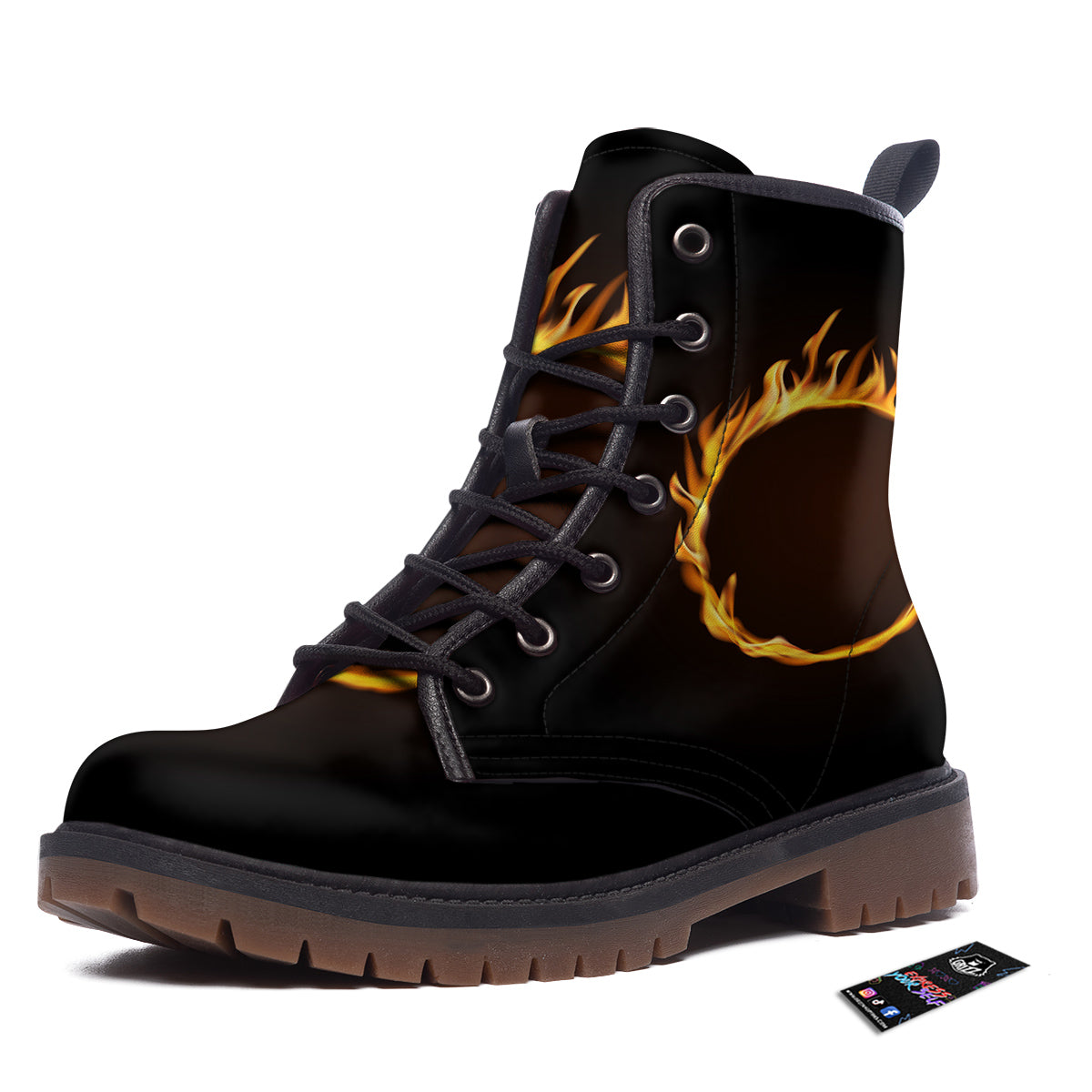 Hole Burning Print Work Boots-grizzshop