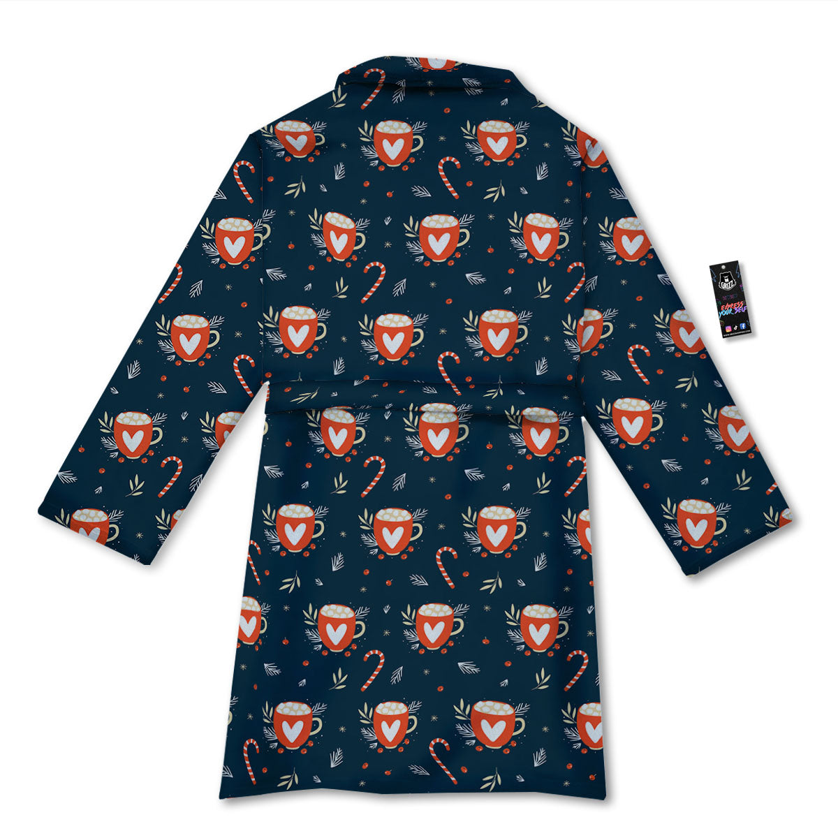 Holiday Christmas Cup Print Pattern Bathrobe-grizzshop