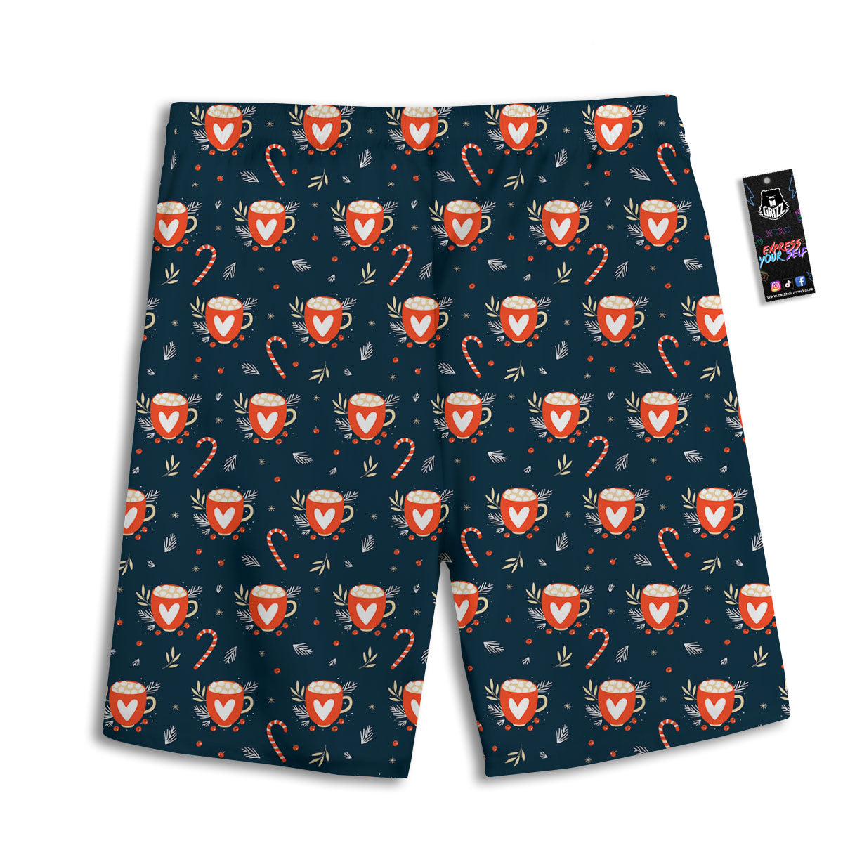 Holiday Christmas Cup Print Pattern Men's Athletic Shorts