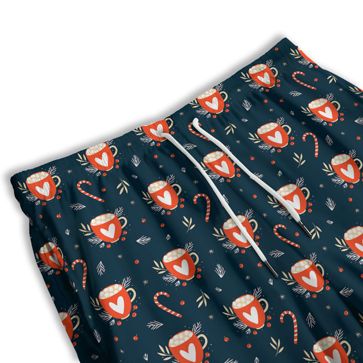 Holiday Christmas Cup Print Pattern Men's Athletic Shorts