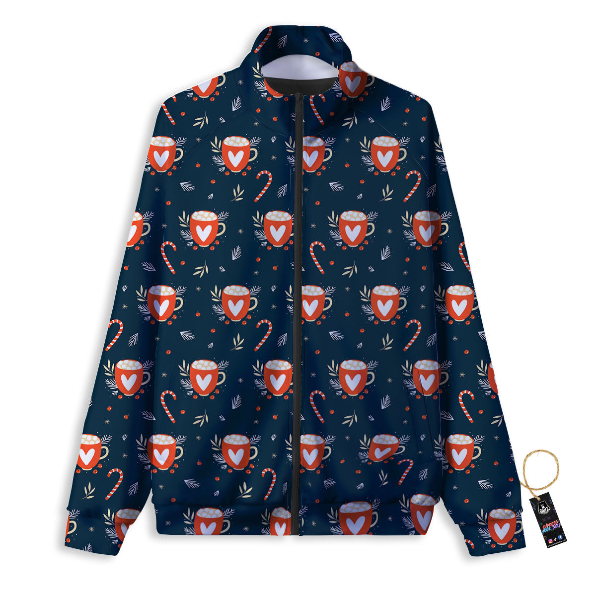 Holiday Christmas Cup Print Pattern Track Jacket-grizzshop