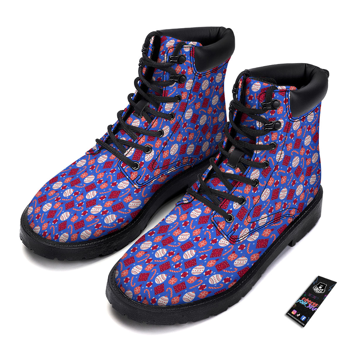 Holiday Elements Christmas Print Pattern Boots-grizzshop